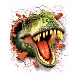 Sticker mural T-Rex trompe-l��il dinosaure vinyle 50 x 70 cm