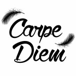 Autocollant mural Carpe Diem noir avec plumes 150 x 85 cm