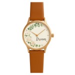 Montre fantaisie Fleurs camel pour Femme
