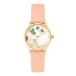 Montre fantaisie Fleurs Beige pour Femme