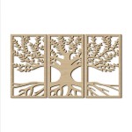 D�coration murale arbre de vie triptyque en bois 70 � 40 cm