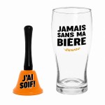 Coffret verre � bi�re 50 cl et clochette humoristique