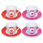 Set 4 tasses � caf� Les Mini D�lices avec soucoupes