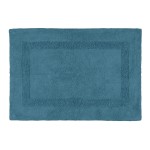 Tapis de bain bleu ptrole en coton 50 x 80 cm