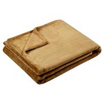 Plaid polaire doudou camel 130  160 cm