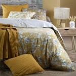 Housse de couette Jacinthe Moutarde en coton percale 240 x 220 Housse de couette Jacinthe Moutarde en coton percale 240 x 220
