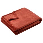 Plaid polaire doudou terracotta 130  160 cm