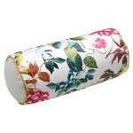 Coussin polochon dcoratif  imprim floral et papillons