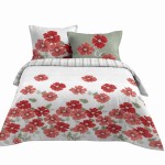 Parure housse de couette 240x220 cm Florence rouge 100% coton