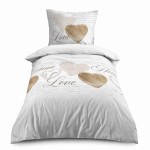 Parure housse de couette 140x200 cm Lovers naturel 100% coton