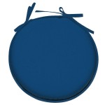 Coussin de chaise rond bleu 40 cm avec nouettes