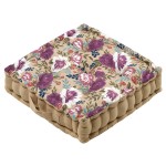 Coussin de sol carr� fleuri 45 x 45 cm en coton