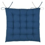 Galette de chaise r�versible bleu et naturel 40 x 40 cm