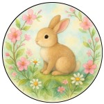Planche � d�couper ronde en verre Lapin fleuri 30 cm � D�coratio