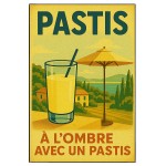 Plaque en mtal  lombre avec un pastis  30,5 x 20 cm