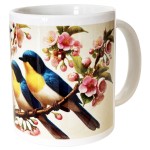 Mug euphonias sur branche de cerisier