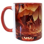 Tasse rouge en cramique sagesse de Bouddha