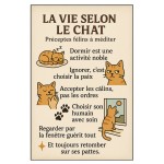 Plaque mtal La vie selon le chat  30,5 x 20 cm