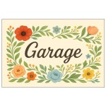 Plaque de Porte Fleurie en Mtal  Garage