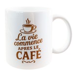 Mug en cramique la vie commence aprs le caf  35 cl