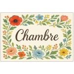 Plaque de porte fleurie en mtal Chambre