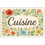 Plaque de porte en métal cuisine fleurie Plaque de porte en métal cuisine fleurie