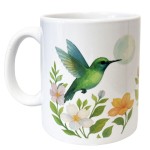 Mug en c�ramique colibri et fleurs 35 cl