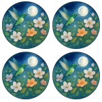 Set de 4 dessous-de-verre colibri floral nocturne