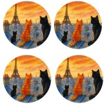 Set de 4 dessous de verres – Chats et Tour Eiffel Set de 4 dessous de verres – Chats et Tour Eiffel