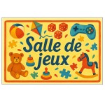 Plaque de porte mtal salle de jeux