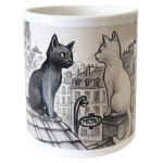 Pot  crayons en cramique chats sur les toits de Paris