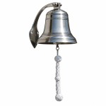 Cloche murale marine en laiton �tam� avec corde 32 cm