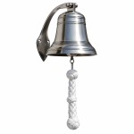 Cloche murale marine en laiton �tam� avec corde 33 cm