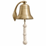 Cloche marine laiton vieilli 34 cm avec corde
