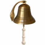 Grande cloche marine laiton vieilli hauteur 40 cm avec corde