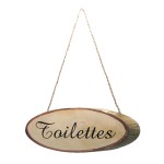 Plaque de porte toilettes en rondin de bois