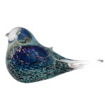 Presse-papier oiseau en verre bleu paillet�