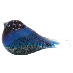 Presse-papier oiseau en verre bleu et blanc paillet�