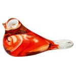 Presse-papier oiseau en verre orange d�coratif fait main � 15 cm