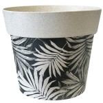 Cache pot en bambou noir et beige 15.5 cm