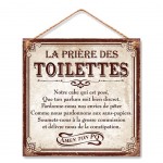 Plaque mtal  suspendre Prire des toilettes 20 cm