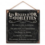 Plaque  suspendre mtallique Rgles des toilettes 20 cm