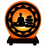 Lampe ronde Zen en Sel de l�Himalaya avec motif m�ditation