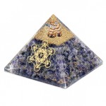 Pyramide orgonite en agate bleue avec cube de M�tatron