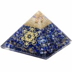 Pyramide orgonite en lapis lazuli avec cube de M�tatron 5.5 cm
