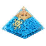 Pyramide orgonite turquoise synthétique avec cube de métatron Pyramide orgonite turquoise synthétique avec cube de métatron