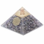 Pyramide orgonite agate bleue avec fleur de vie 7 cm