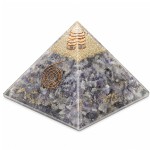Pyramide Orgonite Agate Bleue avec spirale cuivre 7 cm