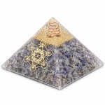 Pyramide Orgonite Agate Bleue avec Cube de M�tatron 7 cm