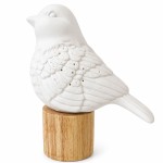 Lampe � poser petit oiseau blanc en porcelaine - 20 cm